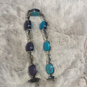 Jay King Turquoise and Purple Thulite 6.75” Bracelet, Sterling Silver